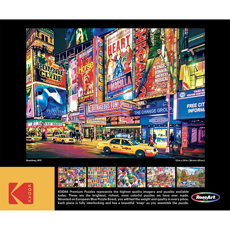 KODAK PREMIUM Broadway, NYC – 1500 Piece Jigsaw Puzzle by RoseArt – Finished Size 58.4 × 83.8 cm – Ages 10+